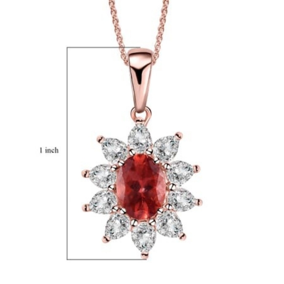 NWT RED ROSE APATITE & MOISSANITE NECKLACE IN ROSE GOLD OVER STERLING SILVER - Picture 12 of 12